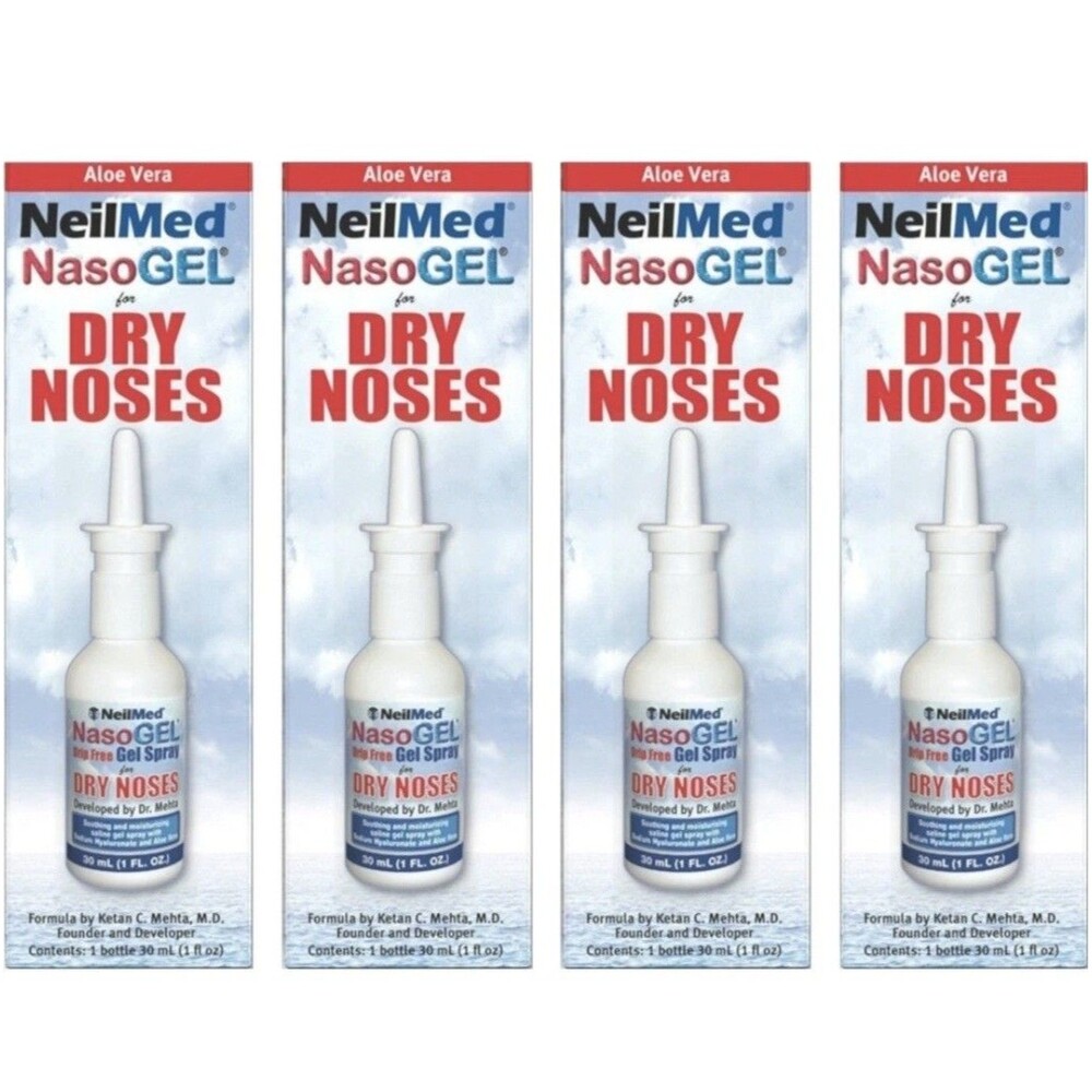 4 Pack - NeilMed NasoGEL For Dry Noses, Drip Free Gel Spray 1  fl oz Bottle Each
